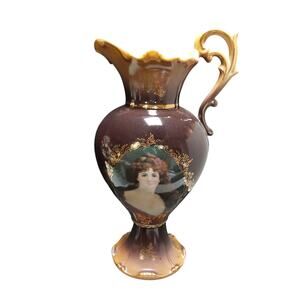 PORTRAIT FIGURAL PITCHER JUNGFRAU MAIDEN CHOCOLATE BROWN FINISH